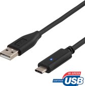 Deltaco USBC-1005 USB-C naar USB-A kabel - 480 MBps - 1.5 meter - Zwart