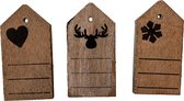 Kerst houten knijpers - Set van 3 knijpers - Hout