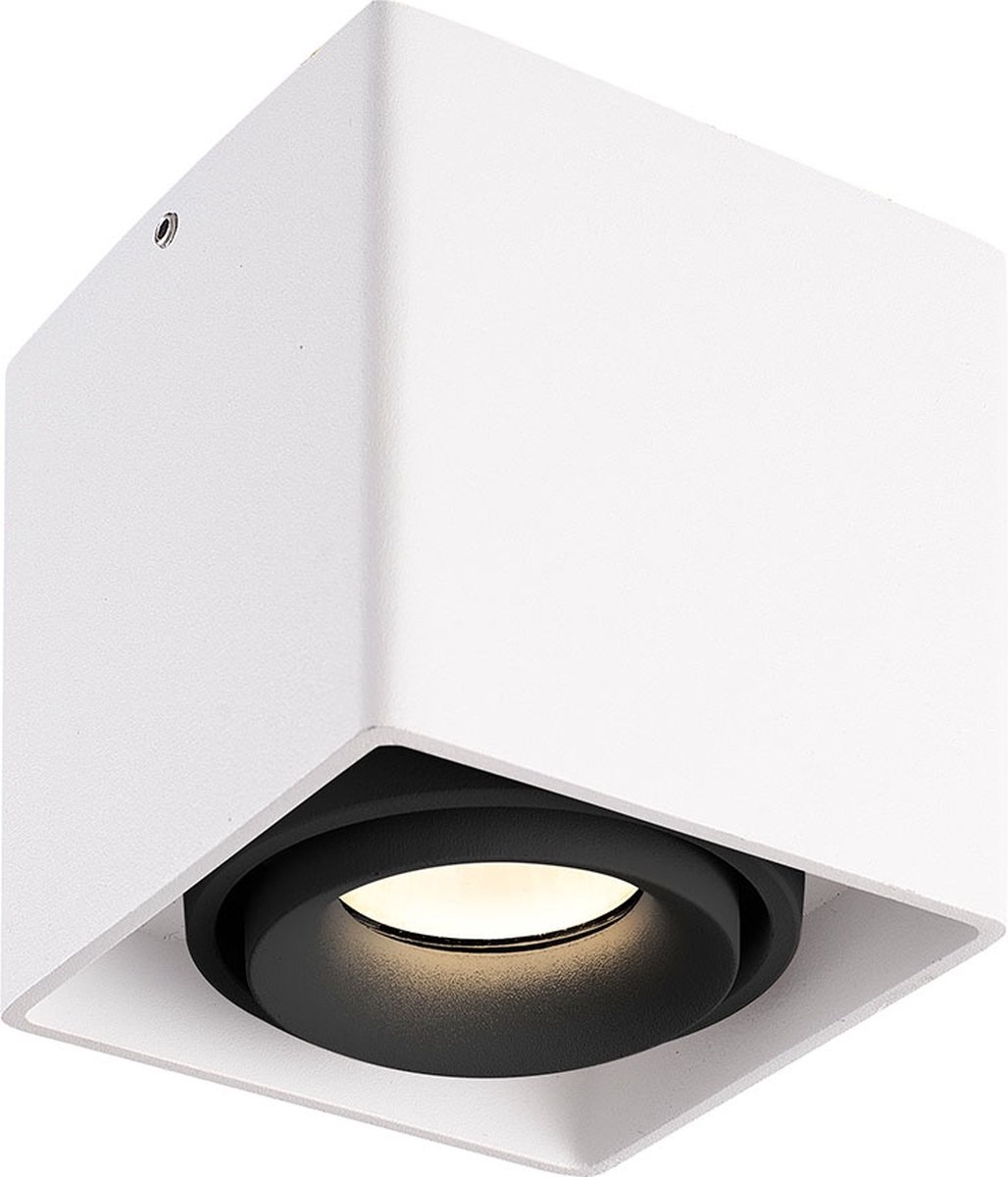 Dimbare LED Opbouwspot plafond Esto Wit met zwarte afdekring IP20 kantelbaar excl. GU10 lichtbron