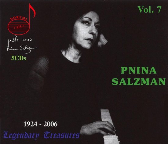 Zwart-wit albumhoes van Pnina Salzman, Vol. 7, met een portret van de pianiste en de tekst 'Legendary Treasures'.