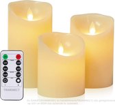 LED Kaarsen met Bewegende Vlam - LED Kaarsen met Afstandsbediening - Waxinelicht LED - 3 Stucks - Werkt op Batterij