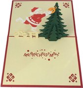 pop-up kerstboom met kerstman kaart wenskaart kerstkaart met envelop ansichtkaarten
