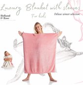 Holland Rose® Deluxe kids plaids met mouwen | Blanket | Roze|kinderen |Cadeau | Indoor/outdoor coat | Sherpa |One size