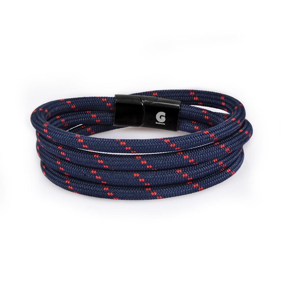 Trendy armband Touw met Magnetische Sluiting Galeara NOA Double 19.5cm Heren en Dames navy