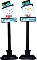 Lemax - Snowman Street Lamp -  Set Of 2 -  B/o (4.5v) - Kersthuisjes & Kerstdorpen