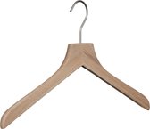 [Set van 10] Luxe handgemaakte kledinghanger / garderobehanger uit puur en ongelakt eikenhout met dikke matzilveren haak