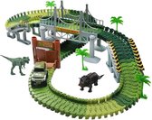 magic traxx, Jurassic world flex racebaan, jungle dinosauriërs thema! 142 delig met zelfrijdende auto.