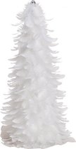 Boom Wit met veren  - verenboom van veer - wit kunststof - (breedte / hoogte / diepte) 20x40x20cm