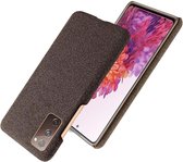 Samsung Galaxy S20 FE Hoesje Back Cover Stof Textuur Bruin
