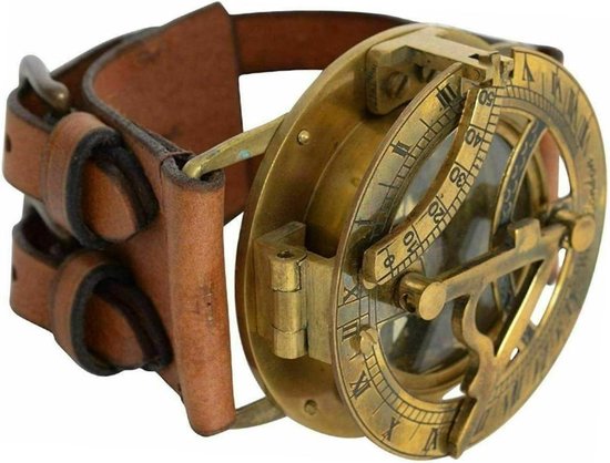 Zonnewijzer Kompas Horloge met lederen armband Survival - Steampunk | bol.com
