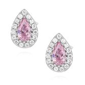 Joy|S - Zilveren elegante teardrop druppel oorbellen zirkonia roze