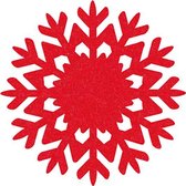 Sneeuwvlok vilt onderzetters  - Rood - 6 stuks - ø 9,5 cm - Kerst onderzetter - Tafeldecoratie - Glas onderzetter - Cadeau - Woondecoratie - Tafelbescherming - Onderzetters voor gl