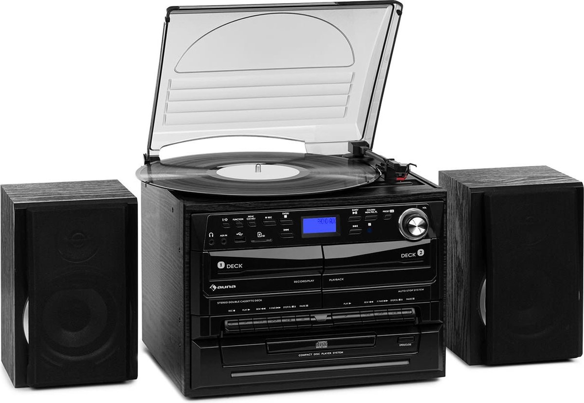 Tienerjaren mooi Zijn bekend Auna 388-DAB+ stereo-installatie met 2 speakers - Met platenspeler,  CD-speler en 2... | bol.com