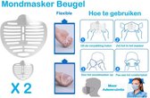 Flexibel 3D-Mondmasker Beugel wasbaar / 3D Bracket / Mondkapje Wasbaar 3D beugel / Airframe -  Flexibel - Siliconen - Meer Ademruimte - Lippenstiftbeschermer - 2 Stuks - Herbruikba