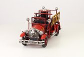 Brandweerauto - miniatuur - rood - tin - vintage