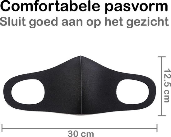 Masque facial lavable Zwart Mondkapjes facial élastique non Medisch - PACK 5