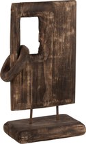 J-Line Decoratie Op Voet Vierkant+Ring Wilghout Bruin L 25 x W 15 x H 49 cm