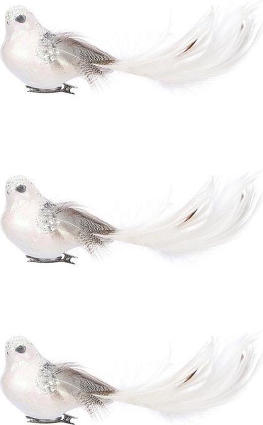 Witte decoratie vogeltjes op clip 3 stuks 18 - Hobby/knutsel vogels - decoratie... | bol.com