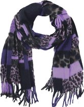 Winter damessjaal luipaard print lila bruin