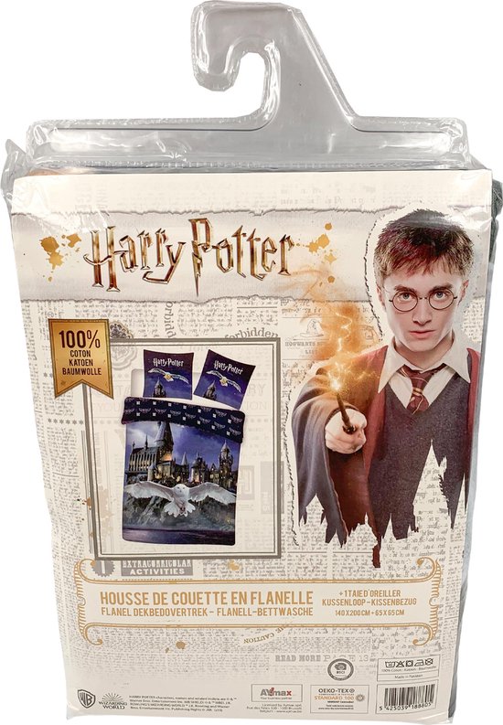 Warner Bros. - Harry Potter - Dekbedovertrek - Zweinstein -140 X 200 Cm - Donkerblauw - Harry Potter