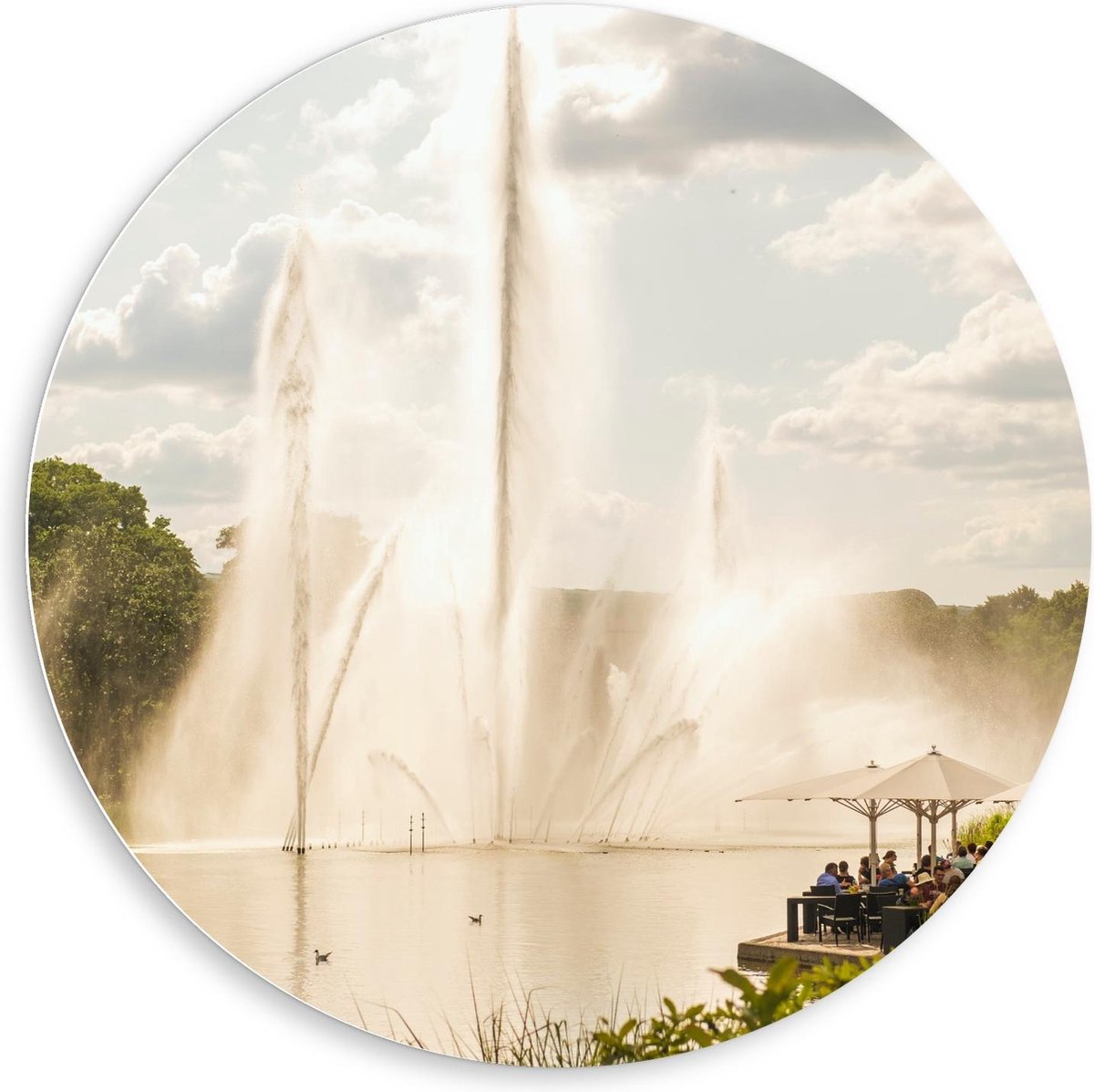 Forex Wandcirkel - Waterfontein - 80x80cm Foto op Wandcirkel (met ophangsysteem)