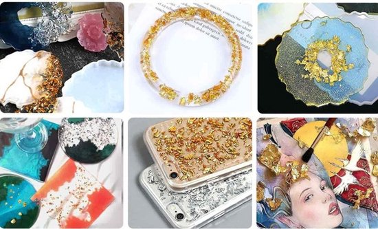 Goud- en zilverfolie decoratie, goudfolie, 3 flessen 20 g met pincet, gouden bladvlokken, 3 kleuren (zilver, goud, roségoud) voor nail art, make-up, kunstschilderij