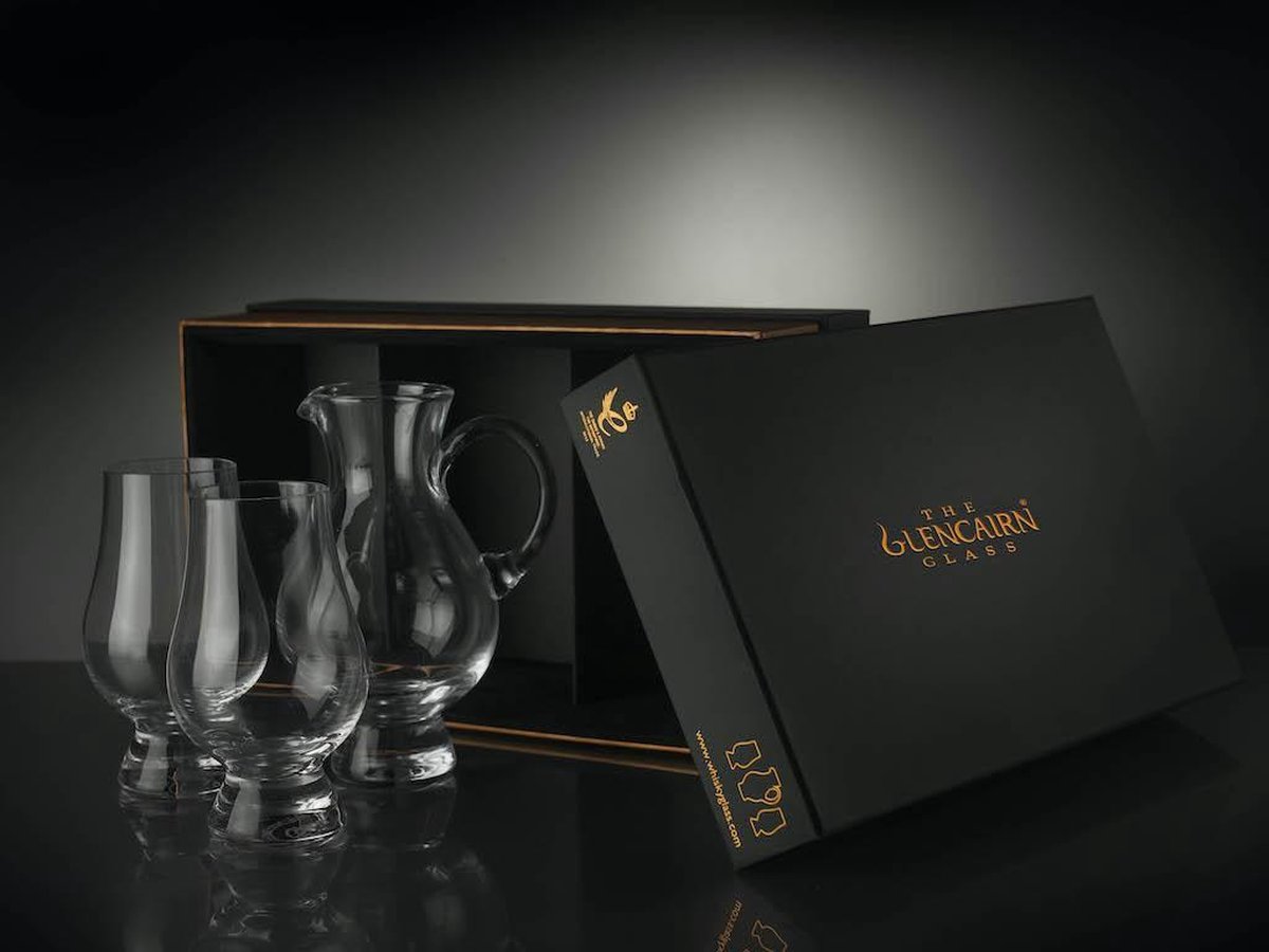 Geschenkset Waterkaraf en 2 Whiskyglazen - Geschenkverpakking - Glencairn Crystal Scotland