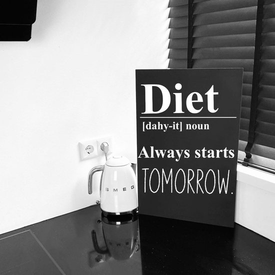 Muursticker voor in de keuken Diet-zwart-60 x40 cm -Cadeau tip muursticker keuken | Quotes | Cadeau voor Kookliefhebbers