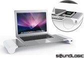 Soundlogic monitor verhoger - Monitor standaard - Beeldscherm verhoger - 4 Usb laadpunten- Grijs