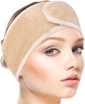 Premium Verstelbaar Badstof Hoofdband | Skincare Headband - Badstoffen Bandeau - Haarband - Make Up - Schoonheidsspecialist - Professioneel en Thuisgebruik - 2 STUKS| Beige