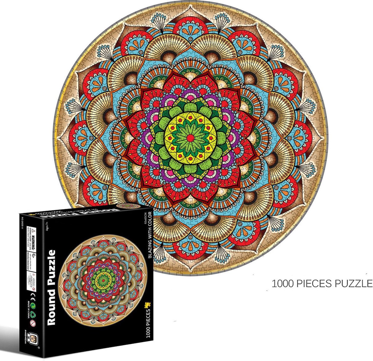 bol.com | Pinshidai Ronde Puzzel - Mandala - 1000 stukjes