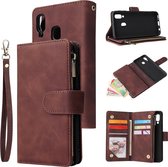 Luxe Telefoonhoesje voor Samsung Galaxy A40 | Hoogwaardig Leren Bookcase | Lederen Wallet Case | Luxe Uitstraling | Pasjeshouder 6 stuks | Portemonnee | Rits | Bruin