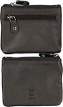 Sleutelmapje Zwart leer voor mannen en vrouwen| Sleutelhoes | Sleutel-etui | Sleutelhanger | Sleutelhouder | Stijlvol & praktisch | Zwart leder | Met 2 Ritsen