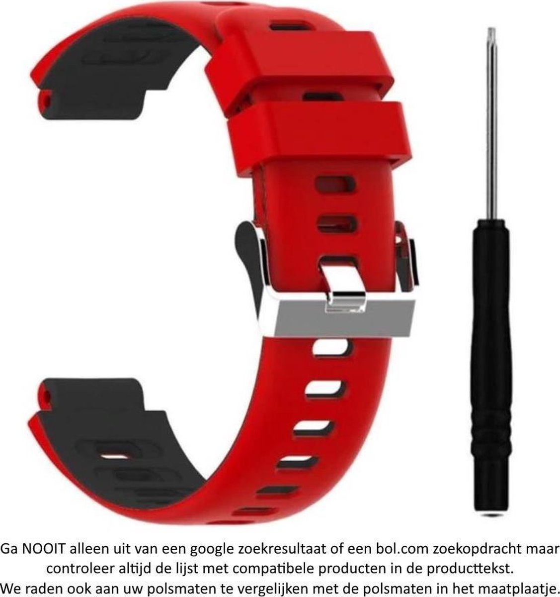Siliconen Bandje - Geschikt voor Garmin - Rood/Zwart - Wearablebandje