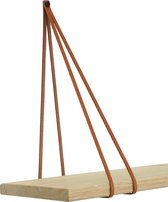 Leren split-plankdragers - Handles and more® - 100% leer - COGNAC - set van 2 / excl. plank (leren plankdragers - plankdragers banden - leren plank banden)