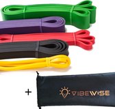 Pull up Power Bands Set - 5 stuks - Resistance Band - Fitness Elastieken - Weerstandsbanden set 5 + VibeWise Draagzak Cadeau