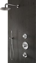 Hotbath Buddy - Inbouw Regendoucheset - Thermostatisch - Wandarm 35 cm - Hoofddouche 300 mm - Ronde Handdouche 3 Standen - Glijstang 900 mm - met 2-Weg Stop-Omstel - Waterbesparend - V02