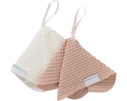 Cottonbaby Speendoekje - wafel- per set van 2 - room/poederroze