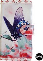 Hoesje Samsung Galaxy A10e - Book case cover voor Samsung A10e met vlinders (op tak) print - Vlinder hoesje voor Samsung Galaxy A10e-Siliconen binnenkant-Hoesje met leuk printje-Sa