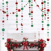 Christmas / Kerst - Ster Rood & Cirkel Glitter Groen - Guirlande - Vlaggenlijn - Slinger - Vlag | Huwelijk - Geboorte - Feest - Verjaardag - Jubileum - Bruiloft - Babyshower - Even