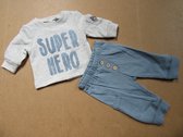 wiplala kledingset jongen , super hero  grijs blauw 1 maand 56