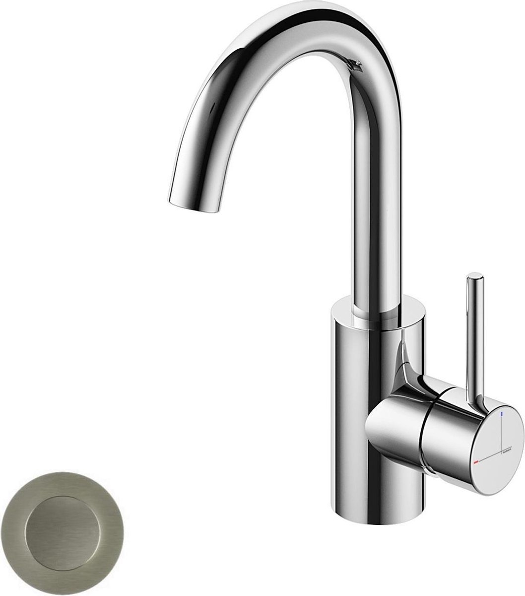 Hotbath Buddy wastafelmengkraan 004 S geborsteld nikkel