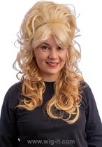 Pruik 1013 Wig-it, Cosplay, blonde hoge behive pruik met goudblonde punten