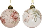 Decoris Kerstballenset a 3 stuks roze 8 cm (1 stuk) assorti