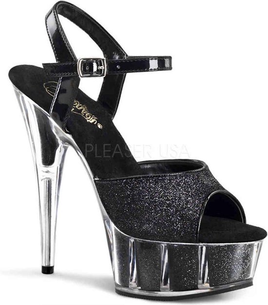 Pleaser - DELIGHT-609-5G Sandaal met enkelband - US 11 - 41 Shoes - Zwart