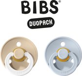 BIBS Fopspeen - Maat 2 (6-18 maanden) DUOPACK - Vanilla Night & Baby Blue - BIBS tutjes - BIBS sucettes