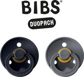 BIBS Fopspeen - Maat 2 (6-18 maanden) DUOPACK - Dark Denim & Iron - BIBS tutjes - BIBS sucettes