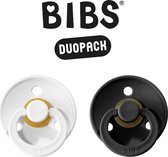 BIBS Fopspeen - Maat 2 (6-18 maanden) DUOPACK - White & Black - BIBS tutjes - BIBS sucettes