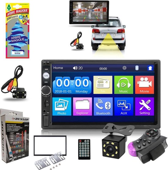 EFLO® Autoradio Bluetooth - 2 Din met USB en AUX - Touch Screen,  Stuurwiel... | bol.com