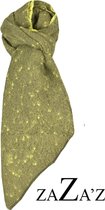 Sjaal groen -effen kaki/ citroen geel  - 2 kanten draagbaar -  natuurlijke materialen- uiteinde loopt in een punt.
